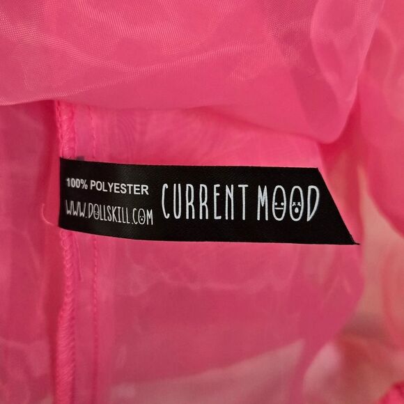 NEW Dolls Kill pink sheer lace kawaii‎ Pretty Imperfect tiered maxi dress gown S - Picture 9 of 10